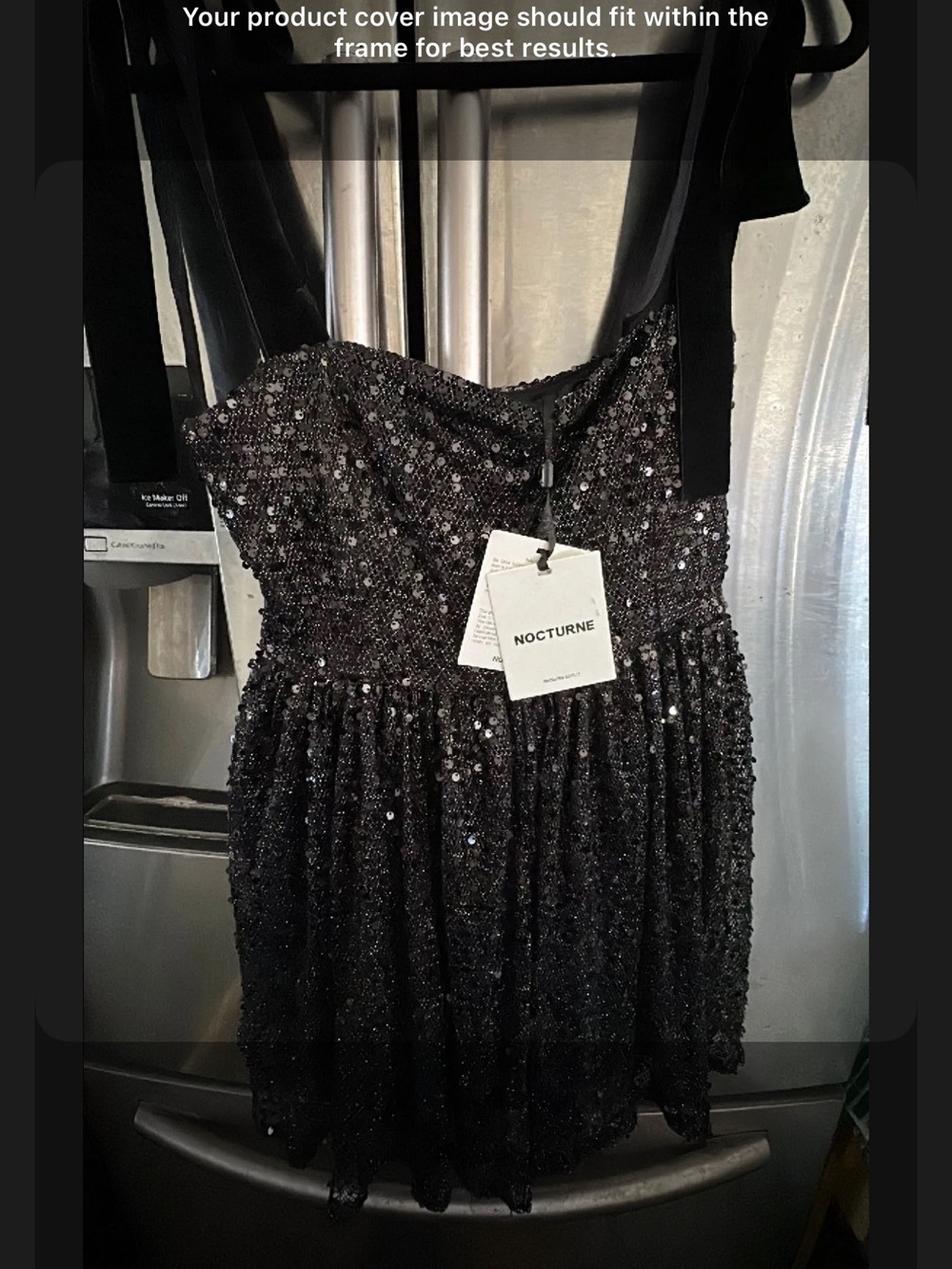 Nocturne Black Sequin Strapless Mini Dress